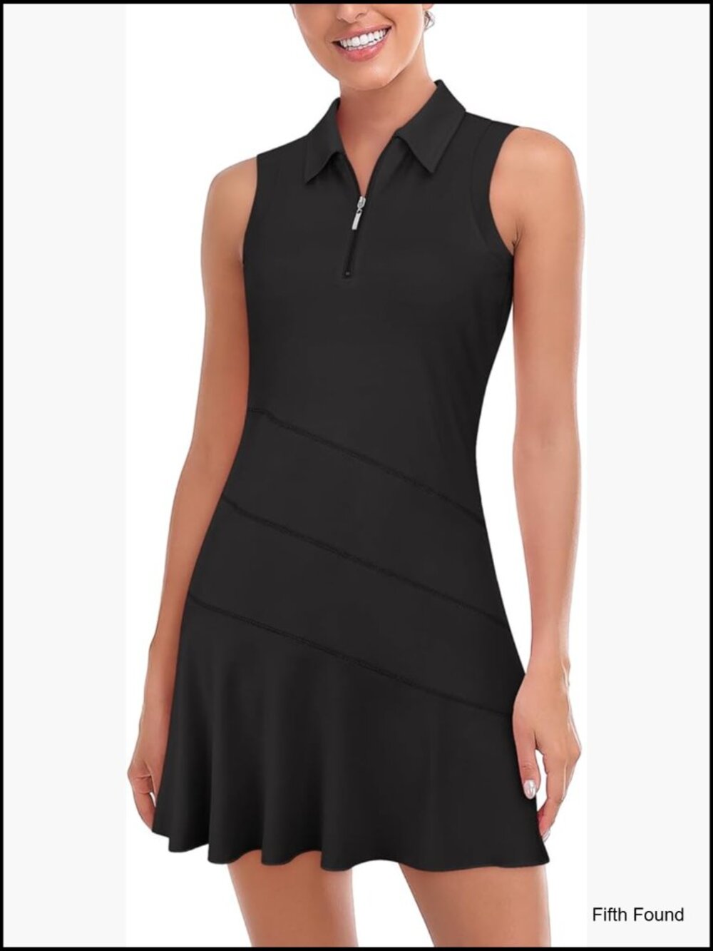 Slim Fit Athletic Dress with Detachable Shorts and Pockets for Tennis Golf